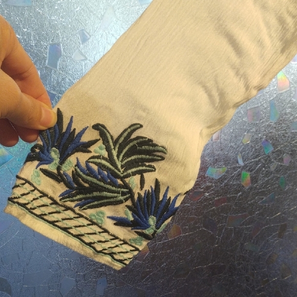 Embroidered Green, White and Blue Women's Top - Picture 5 of 12